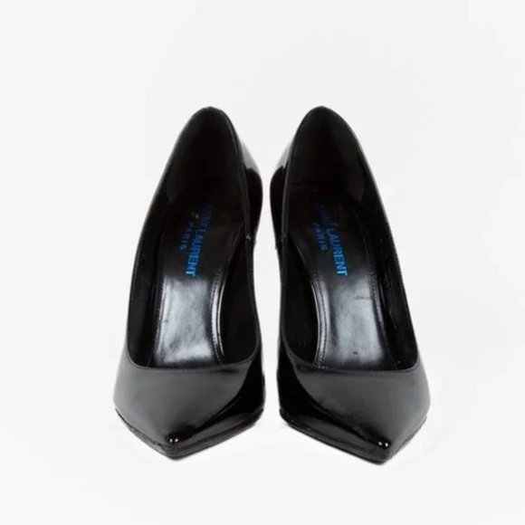Saint Laurent Black Patent Opyum 110 Electric Blue Pumps - Picture 2 of 11